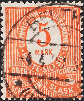 Германия , Верхняя Силезия 1920 год . Числа . Каталог 14,0 €.